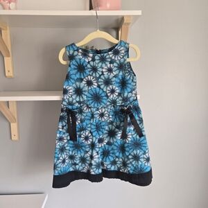 Floral Blue and Black Kids Dress
